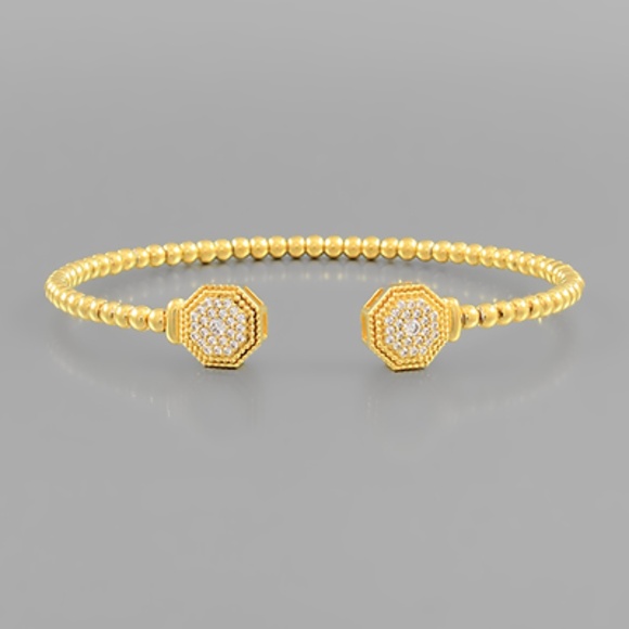 CZ Pave Hexagon Cuff - Picture 1 of 2